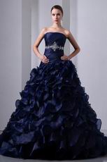 Layers Ruffles Skirt Navy Blue Ball Gown Quinceanera Dress