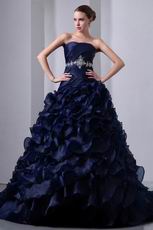 Layers Ruffles Skirt Navy Blue Ball Gown Quinceanera Dress