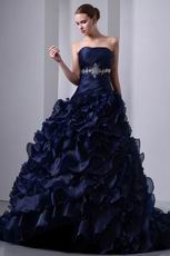 Layers Ruffles Skirt Navy Blue Ball Gown Quinceanera Dress