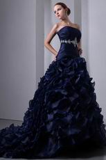 Layers Ruffles Skirt Navy Blue Ball Gown Quinceanera Dress