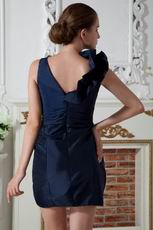 Not Expensive V-Neck Navy Blue Taffeta Evening Dress For Discount