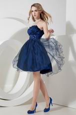 Strapless Knee Length Navy Blue Sweet 16 Dress With Crystals