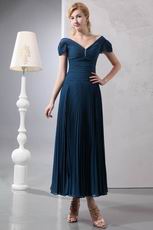 Cap Sleeves Ankle Length Navy Homecoming Dress