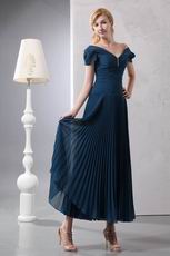 Cap Sleeves Ankle Length Navy Homecoming Dress