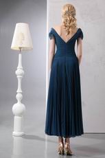 Cap Sleeves Ankle Length Navy Homecoming Dress