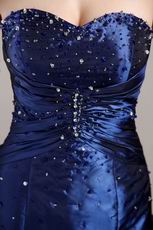 Sweetheart A-line Pick-ups Skirt Navy Blue Prom Ball Gown
