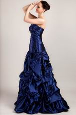 Sweetheart A-line Pick-ups Skirt Navy Blue Prom Ball Gown