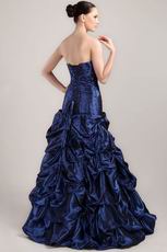 Sweetheart A-line Pick-ups Skirt Navy Blue Prom Ball Gown