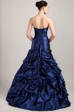 Sweetheart A-line Pick-ups Skirt Navy Blue Prom Ball Gown