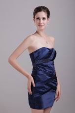 Navy Blue Strapless Mini-length Graduation Party Dress