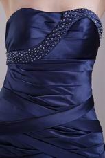 Navy Blue Strapless Mini-length Graduation Party Dress