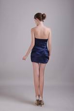 Navy Blue Strapless Mini-length Graduation Party Dress