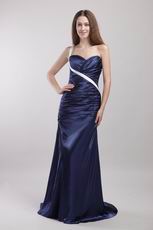 One-shoulder Inexpensive Navy Blue Prom Dress Under 150 Dollars