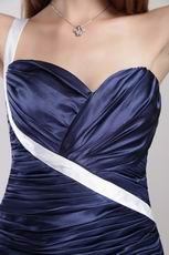 One-shoulder Inexpensive Navy Blue Prom Dress Under 150 Dollars