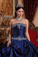 Navy Blue Appliques Decorate Find Quniceanera Ball Gown