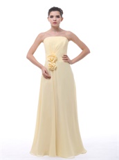 Rose 3D Flowers Decorate Waist Daffodil Chiffon Bridesmaid Group Dress