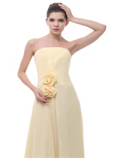 Rose 3D Flowers Decorate Waist Daffodil Chiffon Bridesmaid Group Dress