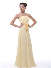 Rose 3D Flowers Decorate Waist Daffodil Chiffon Bridesmaid Group Dress