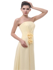 Rose 3D Flowers Decorate Waist Daffodil Chiffon Bridesmaid Group Dress