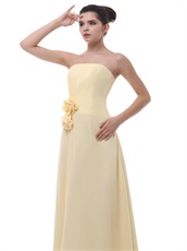 Rose 3D Flowers Decorate Waist Daffodil Chiffon Bridesmaid Group Dress