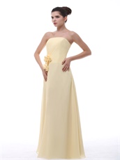 Rose 3D Flowers Decorate Waist Daffodil Chiffon Bridesmaid Group Dress