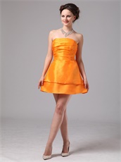 Simple Orange Mini-length Club Cocktail Bridesmaid Dress Under 100