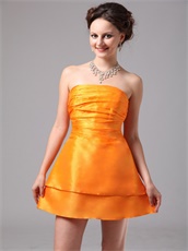 Simple Orange Mini-length Club Cocktail Bridesmaid Dress Under 100
