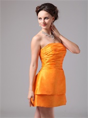 Simple Orange Mini-length Club Cocktail Bridesmaid Dress Under 100