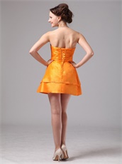 Simple Orange Mini-length Club Cocktail Bridesmaid Dress Under 100