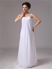 Simple Sweetheart Empire White Chiffon Long Skirt Bridesmaid Group Wear