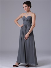 Dark Grey Simple Chiffon Homecoming Bridesmaid Dress Engagement