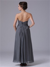 Dark Grey Simple Chiffon Homecoming Bridesmaid Dress Engagement