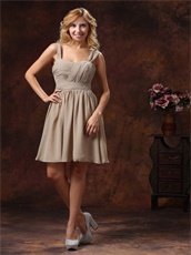 Fashionable Draped Knee-length Grey Bridesmaid Dress For Girl Discount