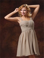 Fashionable Draped Knee-length Grey Bridesmaid Dress For Girl Discount