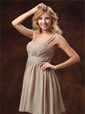 Fashionable Draped Knee-length Grey Bridesmaid Dress For Girl Discount