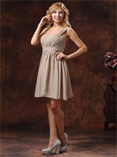 Fashionable Draped Knee-length Grey Bridesmaid Dress For Girl Discount