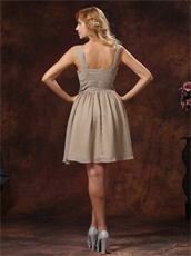 Fashionable Draped Knee-length Grey Bridesmaid Dress For Girl Discount