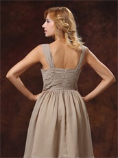 Fashionable Draped Knee-length Grey Bridesmaid Dress For Girl Discount