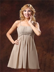 Spaghetti Straps Neckline Bridesmaid Dress With Mini-length Chiffon