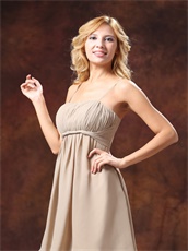 Spaghetti Straps Neckline Bridesmaid Dress With Mini-length Chiffon