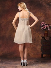 Spaghetti Grey Mini-length Ruch Decorate Cheap Bridesmaid Dress On Stores
