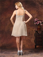 Spaghetti Grey Mini-length Ruch Decorate Cheap Bridesmaid Dress On Stores