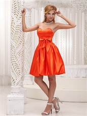 Orange Red Satin Acetate Sweet Girl Homecoming Dress With Bowknot
