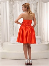 Orange Red Satin Acetate Sweet Girl Homecoming Dress With Bowknot