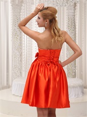 Orange Red Satin Acetate Sweet Girl Homecoming Dress With Bowknot