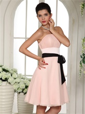 Strapless Girls Bridesmaid Dress Blush With Black Belt