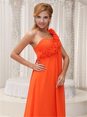 Left 3D Flowers One Strap Orange Long Empire Maternity Pregnant Dress