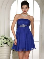 Empire Waist Royal Blue Bridesmaid Dama Dress With Crystal Belt