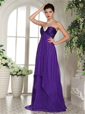 New Look V Shaped Eggplant Purple Long Bridesmaid Dress Empire Waist