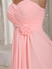 Stylish Ruching Blush Chiffon Bridesmaid Dress Rose Flowers Waist